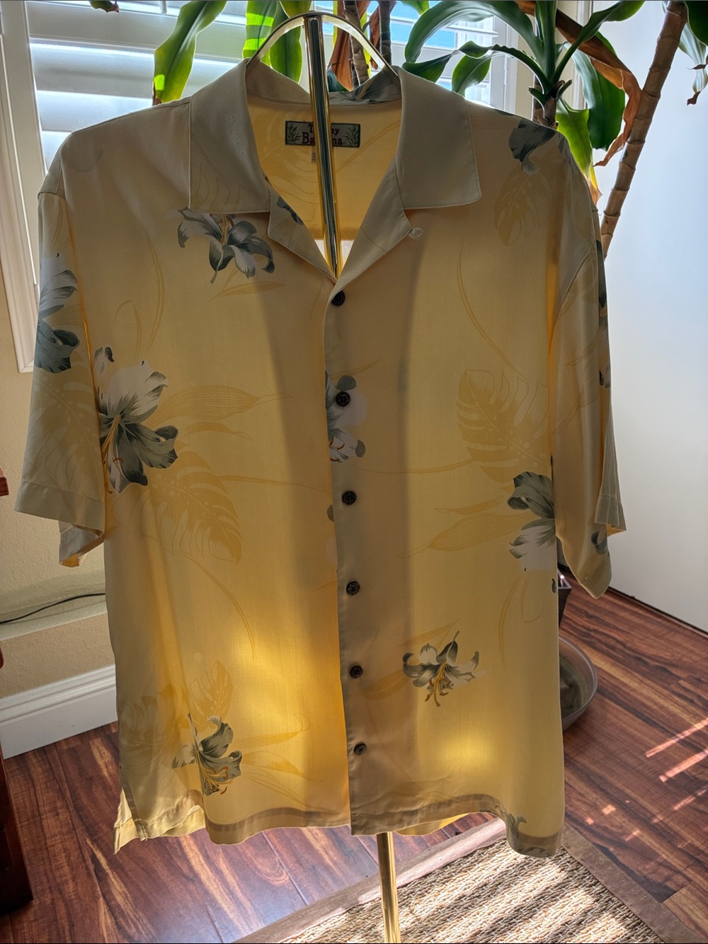 Tommy Bahama Yellow Floral Camp-Collar Button-Down Shirt